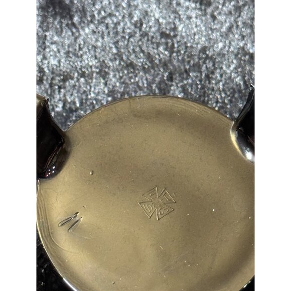 Vintage LE Smith Black Glass Greek Key Flower Frog Footed 2 Piece Vase - Picture 7 of 8